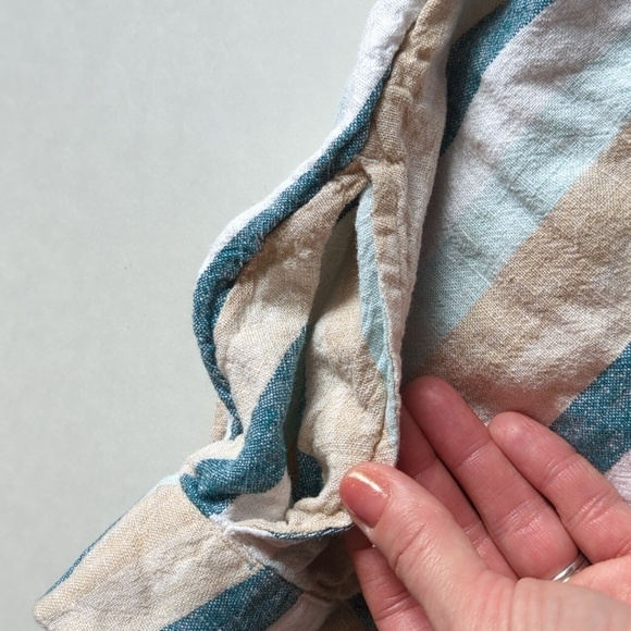 Naturals D&Co Linen Blend Pull on Cropped pants Lagenlook Pockets Button Boho - Picture 6 of 10